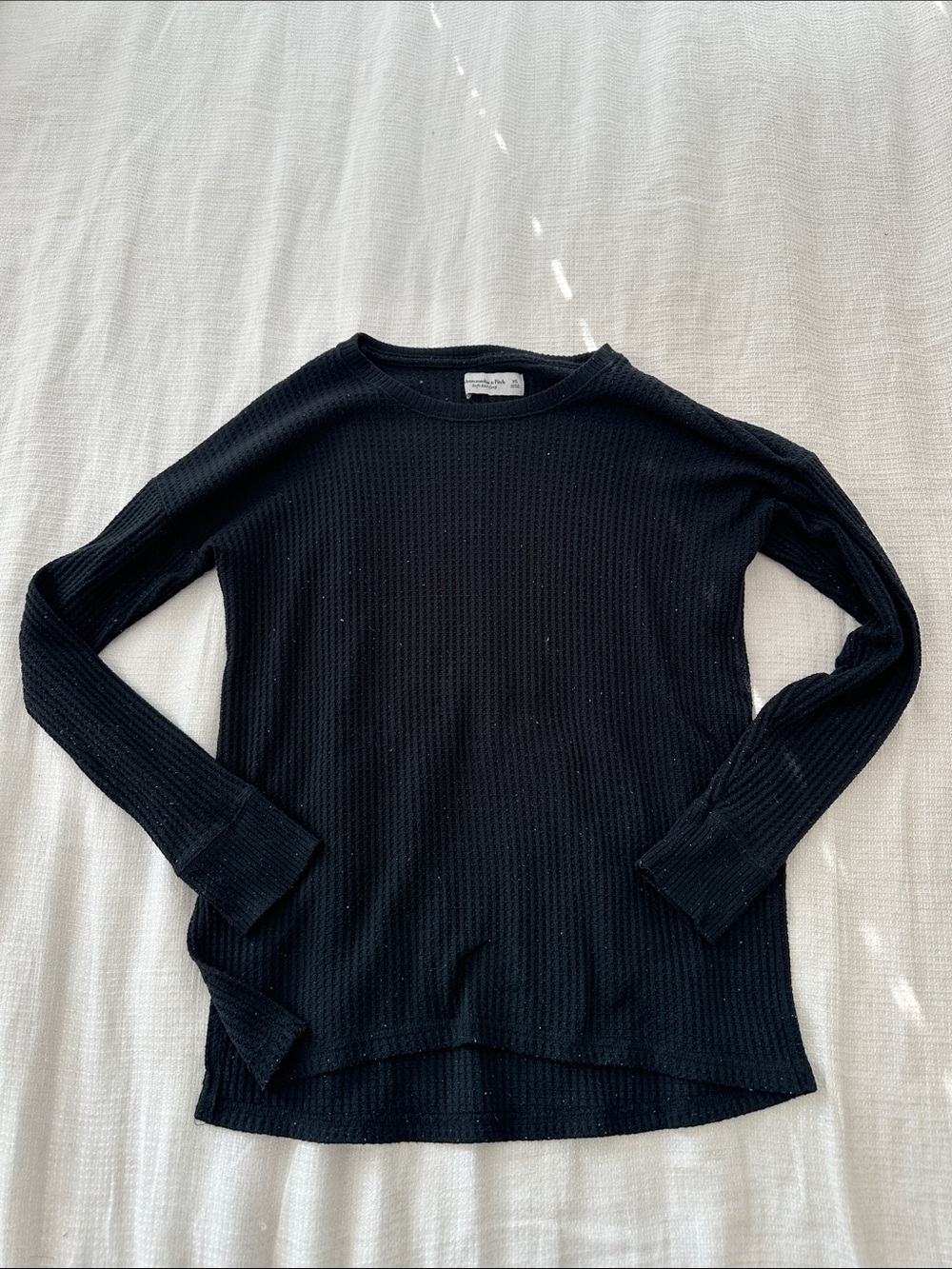 Abercrombie & Fitch Black Waffle-Knit Long Sleeve Tee